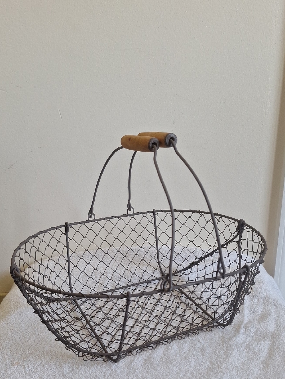 Early-20th Century Wire Egg Basket Cottagecore